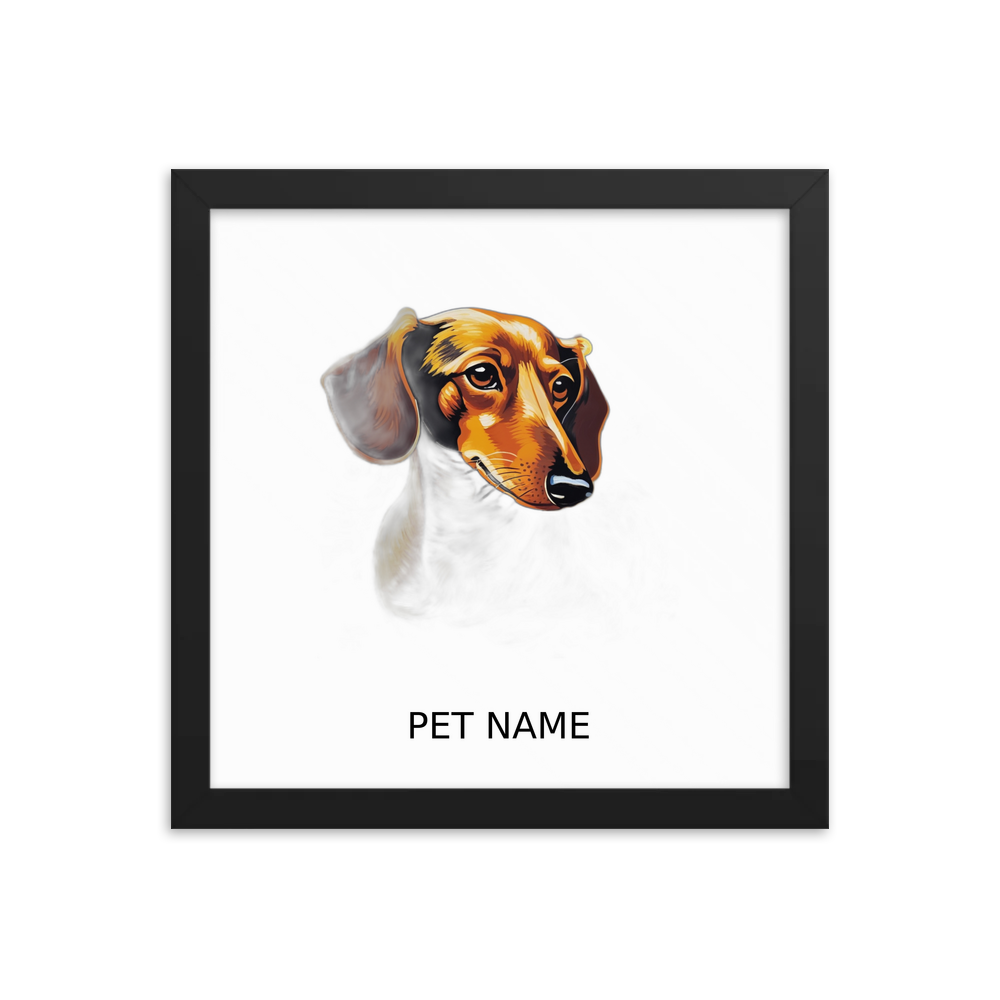 PugMug Custom Tan Dachshund Framed Print with Your Pet’s Name