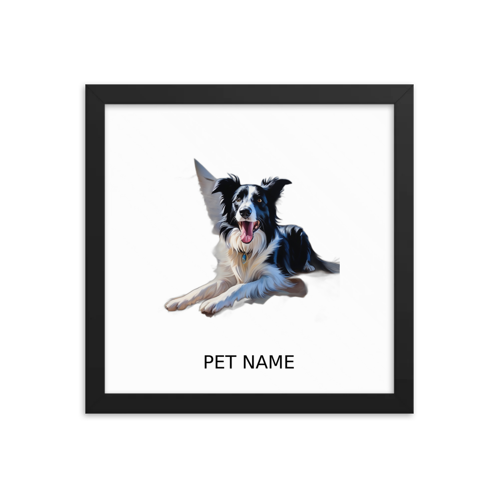 PugMug Custom Border Collie Framed Print with Your Pet’s Name