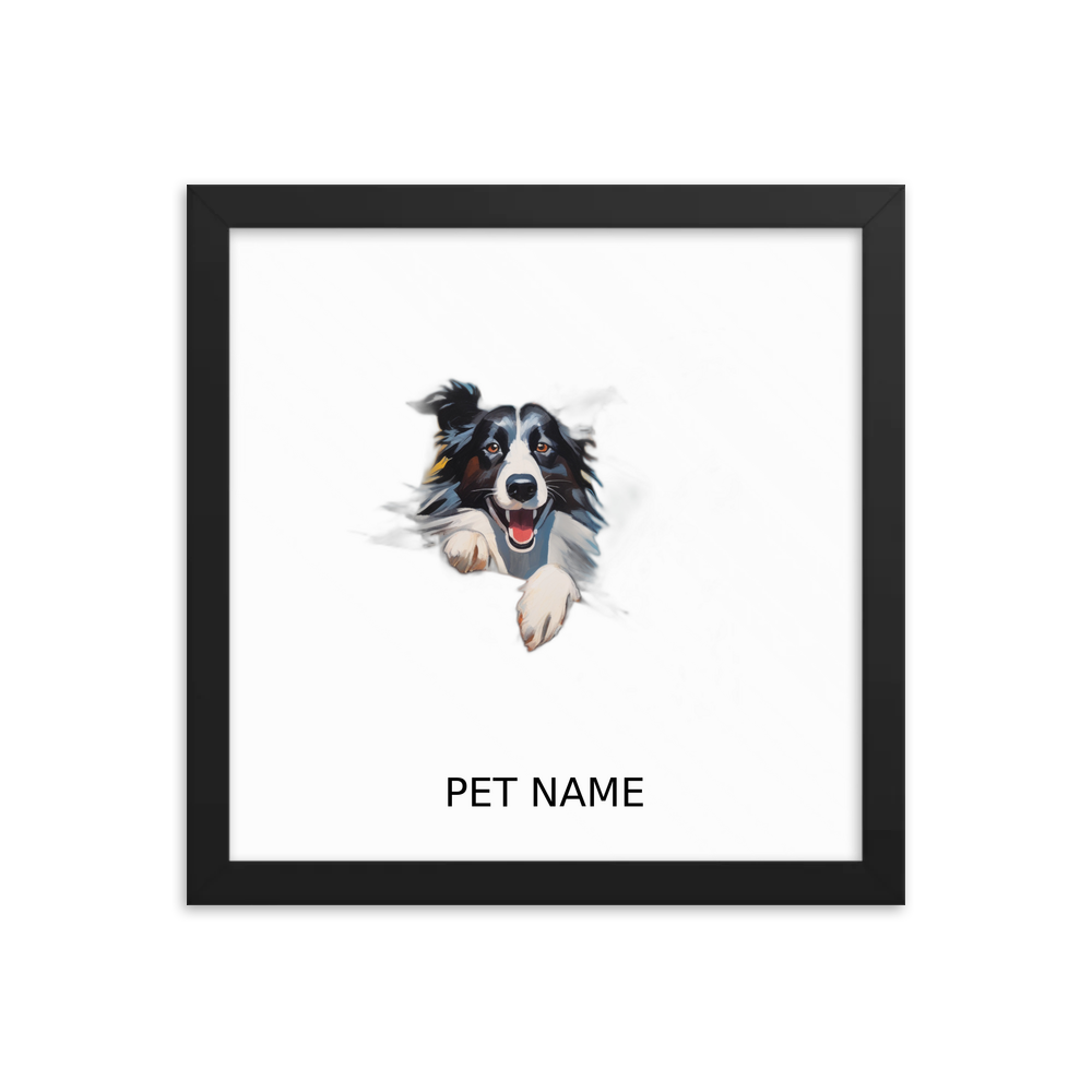 PugMug Custom Border Collie Framed Print with Your Pet’s Name