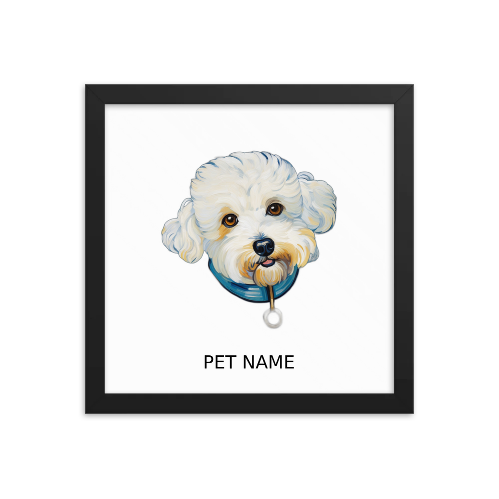 PugMug Custom Bichons Frise Framed Print with Your Pet’s Name
