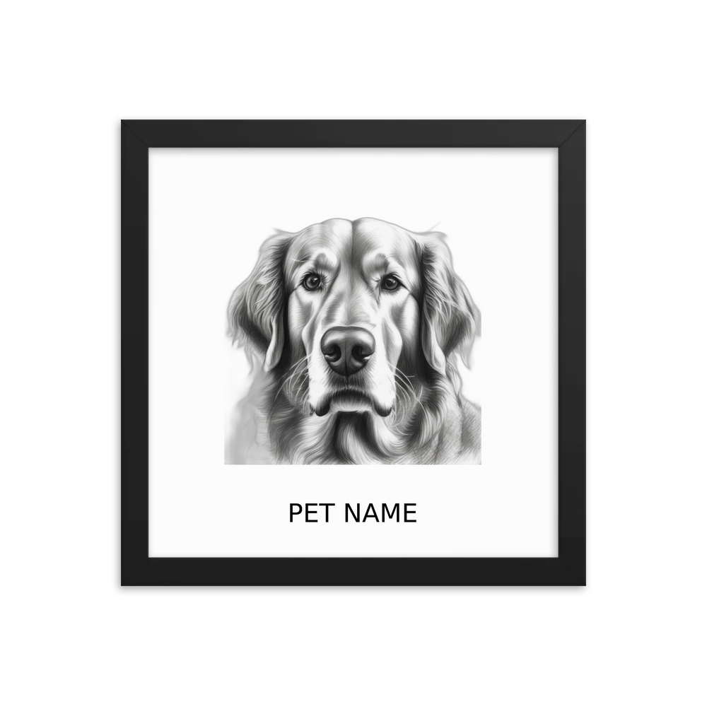 PugMug Custom Golden Retriever Framed Print with Your Pet’s Name