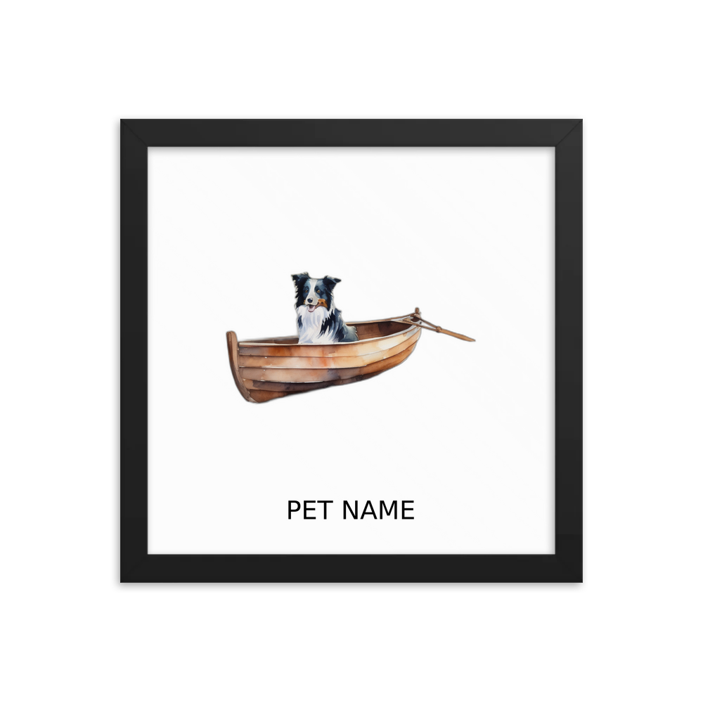 PugMug Custom Border Collie Framed Print with Your Pet’s Name