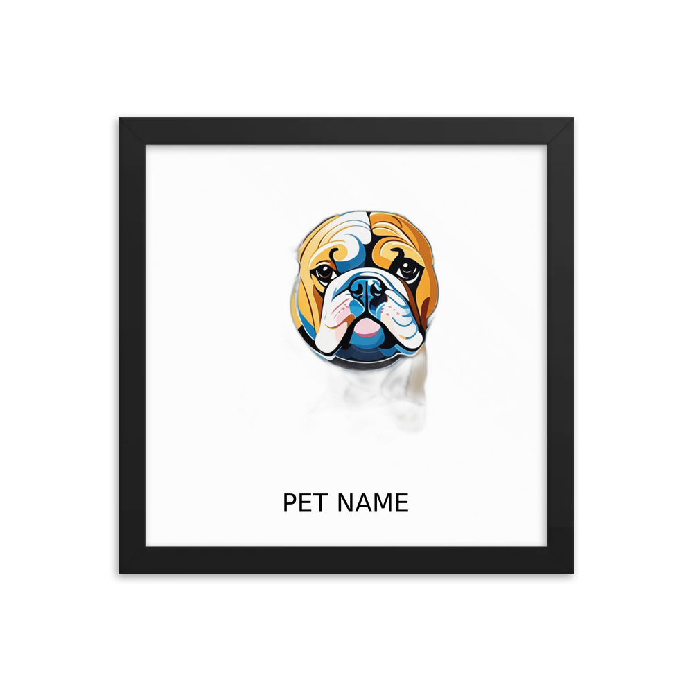 PugMug Custom Bulldog Framed Print with Your Pet’s Name