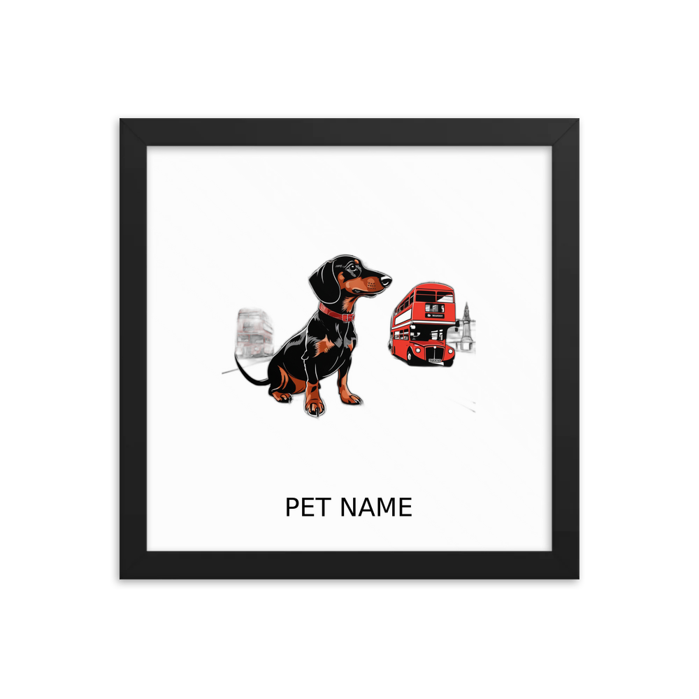 PugMug Custom Black Dachshund Framed Print with Your Pet’s Name