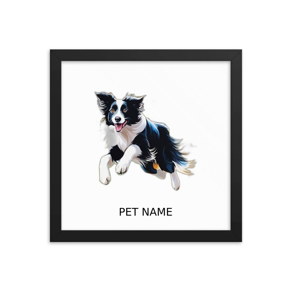 PugMug Custom Border Collie Framed Print with Your Pet’s Name