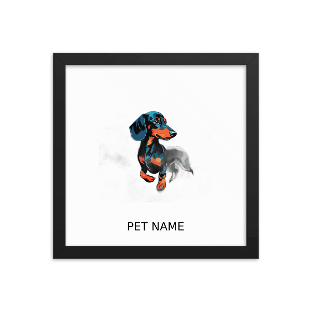 PugMug Custom Black Dachshund Framed Print with Your Pet’s Name