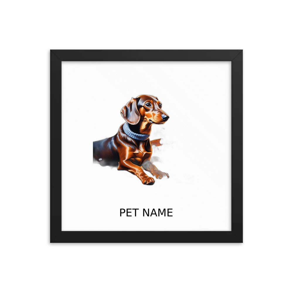 PugMug Custom Tan Dachshund Framed Print with Your Pet’s Name