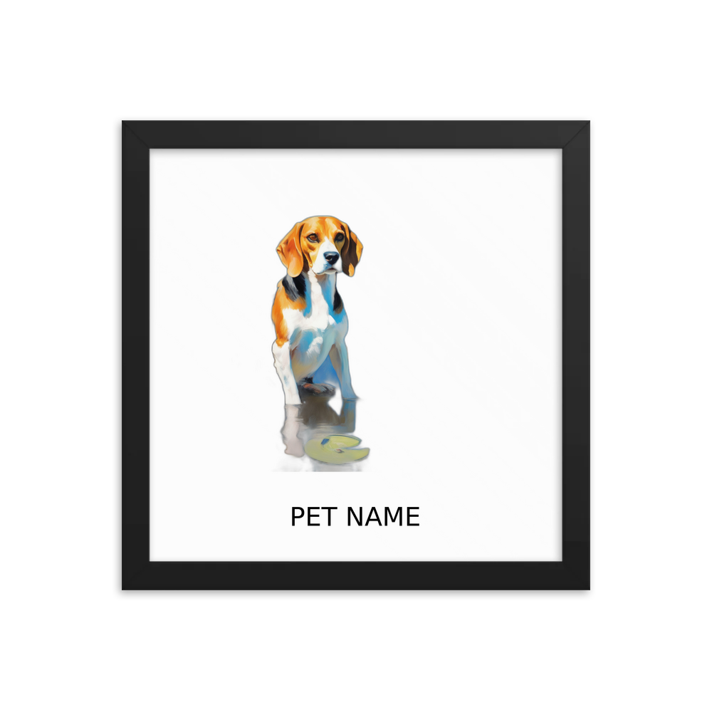 PugMug Custom Beagle Framed Print with Your Pet’s Name