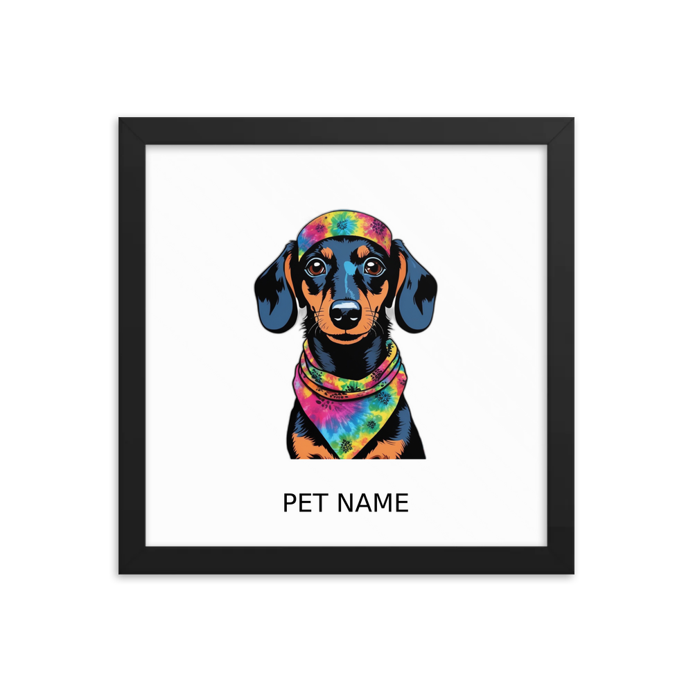 PugMug Custom Black Dachshund Framed Print with Your Pet’s Name