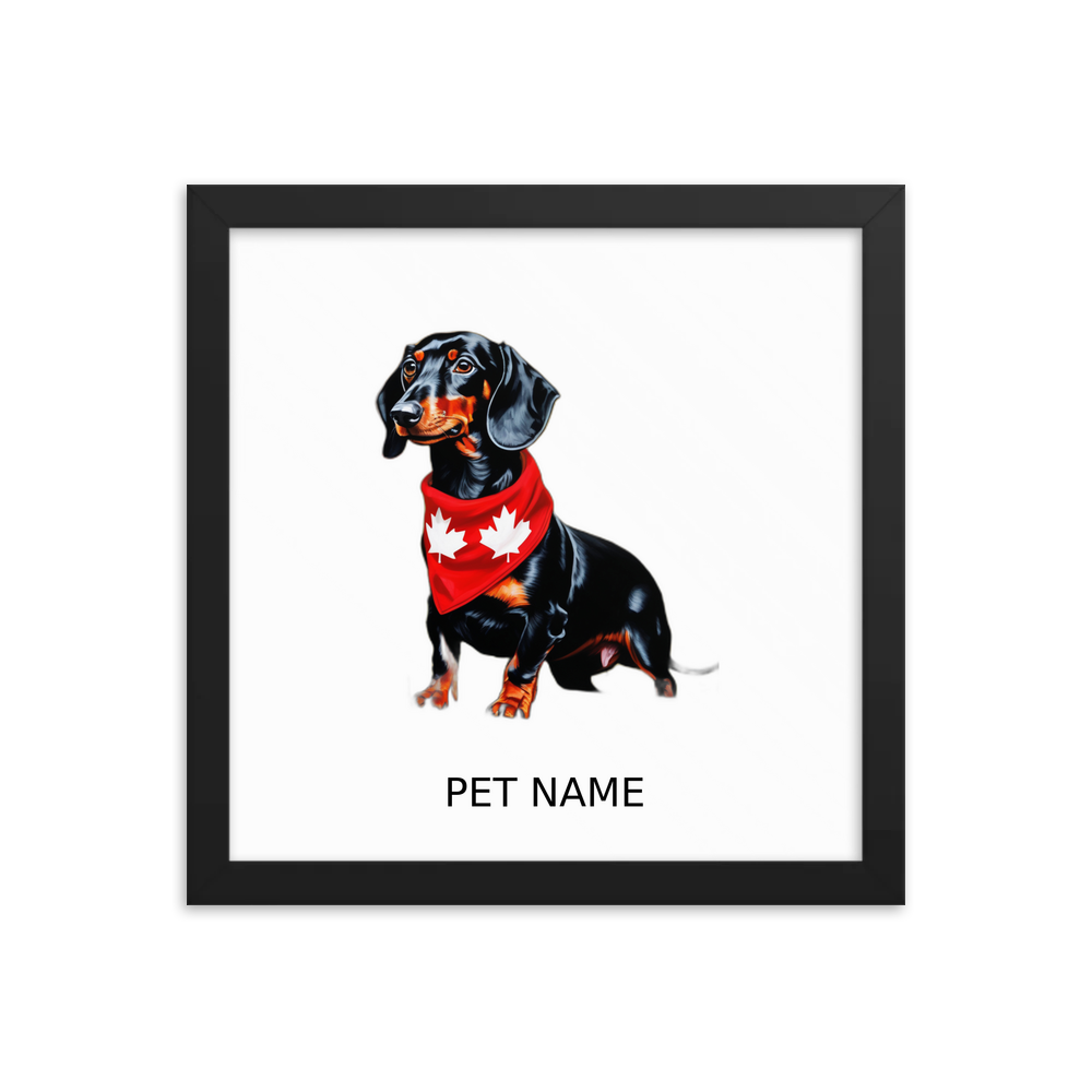 PugMug Custom Black Dachshund Framed Print with Your Pet’s Name