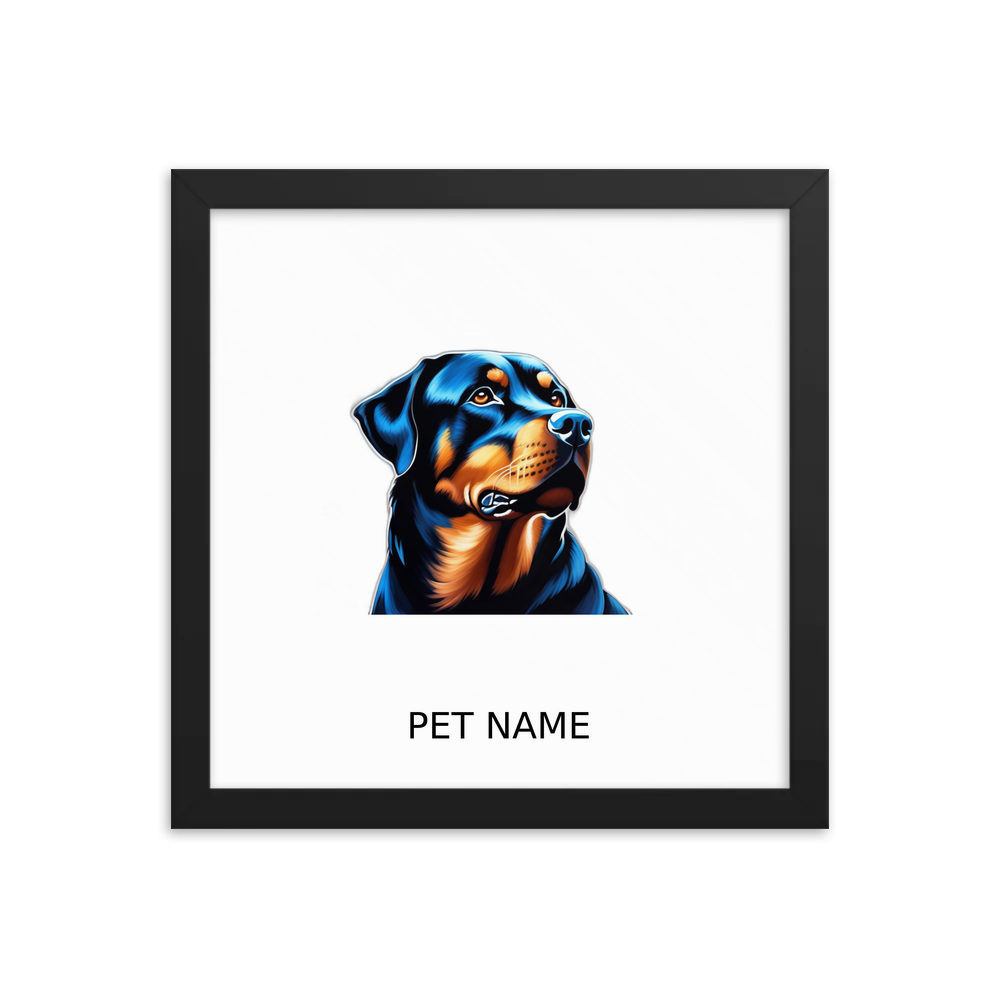 PugMug Custom Rottweiler Framed Print with Your Pet’s Name