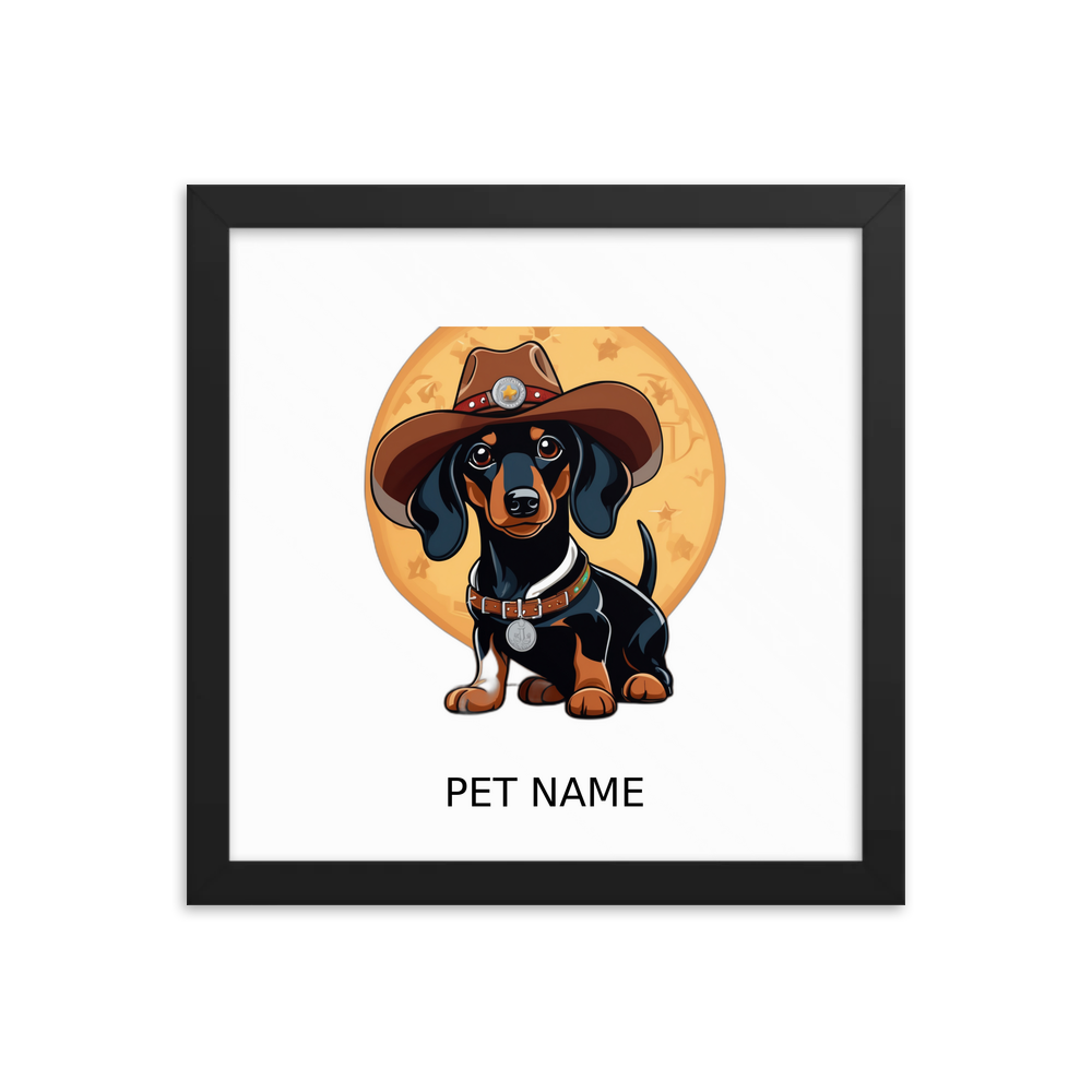 PugMug Custom Black Dachshund Framed Print with Your Pet’s Name
