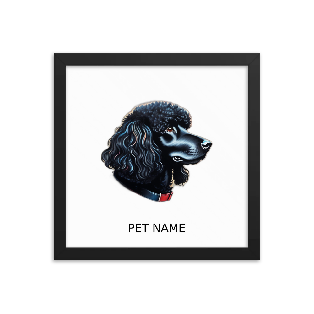 PugMug Custom Black Poodle Framed Print with Your Pet’s Name