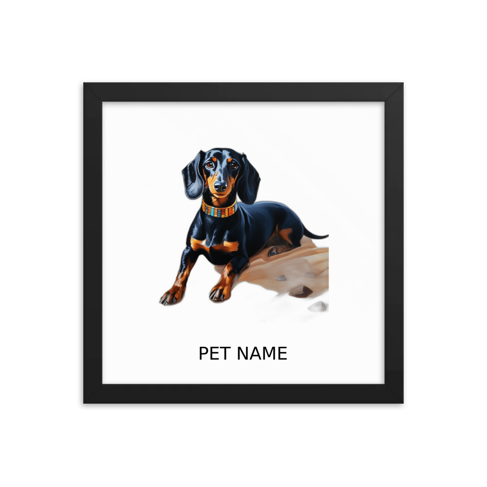 PugMug Custom Black Dachshund Framed Print with Your Pet’s Name