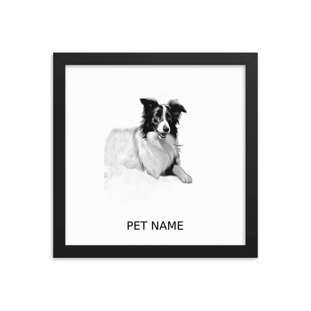 PugMug Custom Border Collie Framed Print with Your Pet’s Name