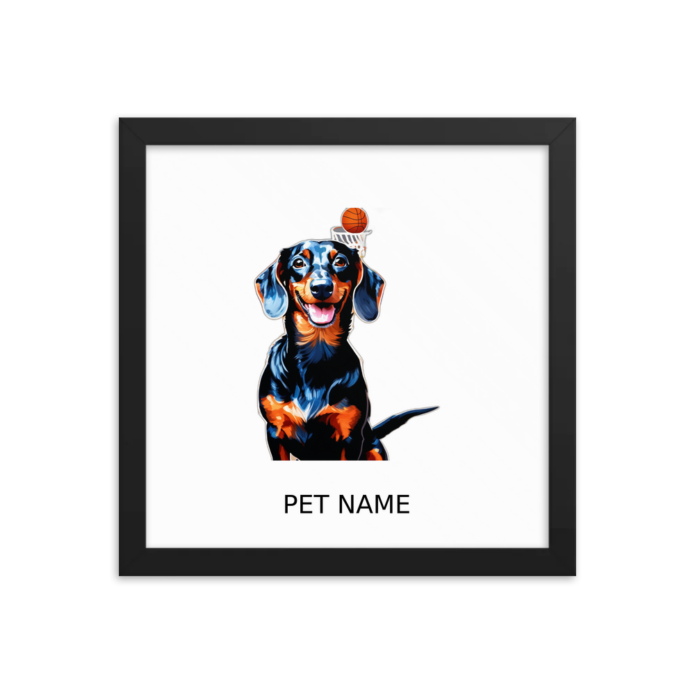PugMug Custom Black Dachshund Framed Print with Your Pet’s Name