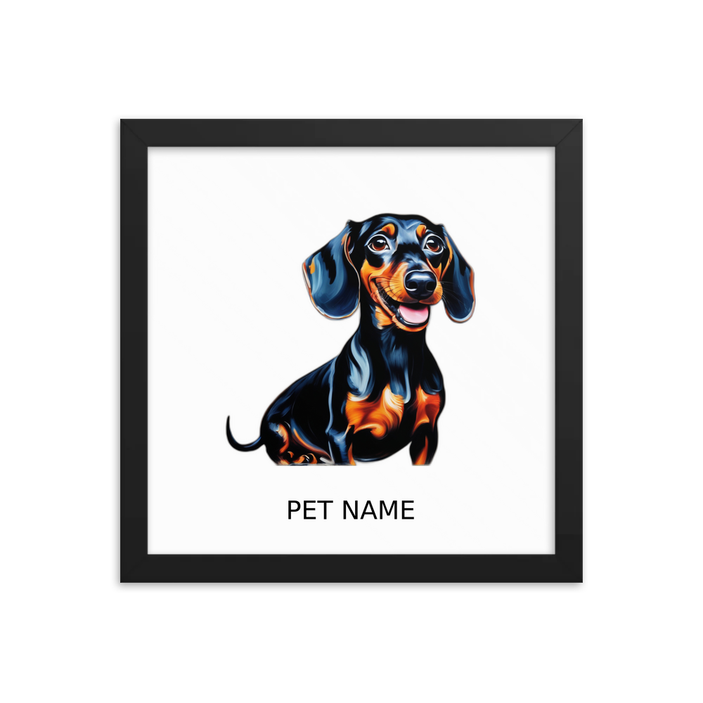 PugMug Custom Black Dachshund Framed Print with Your Pet’s Name