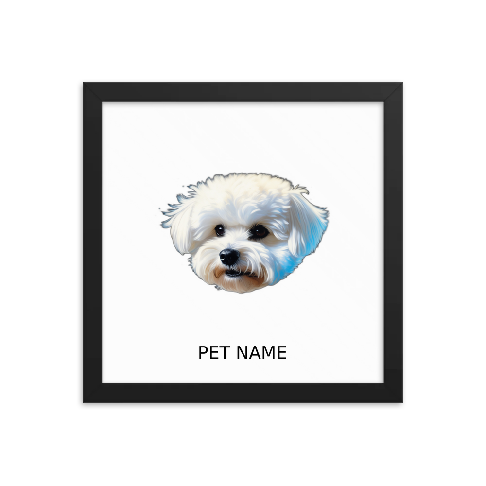 PugMug Custom Bichons Frise Framed Print with Your Pet’s Name