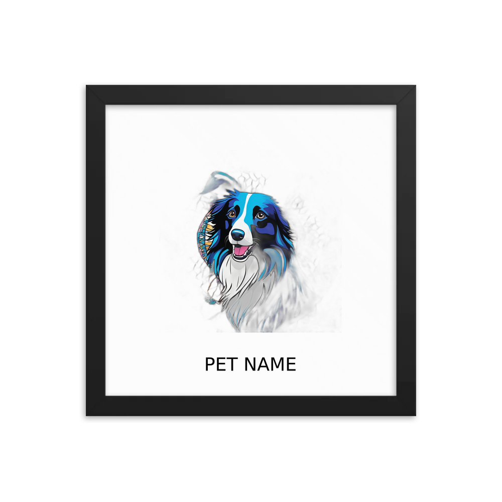 PugMug Custom Border Collie Framed Print with Your Pet’s Name