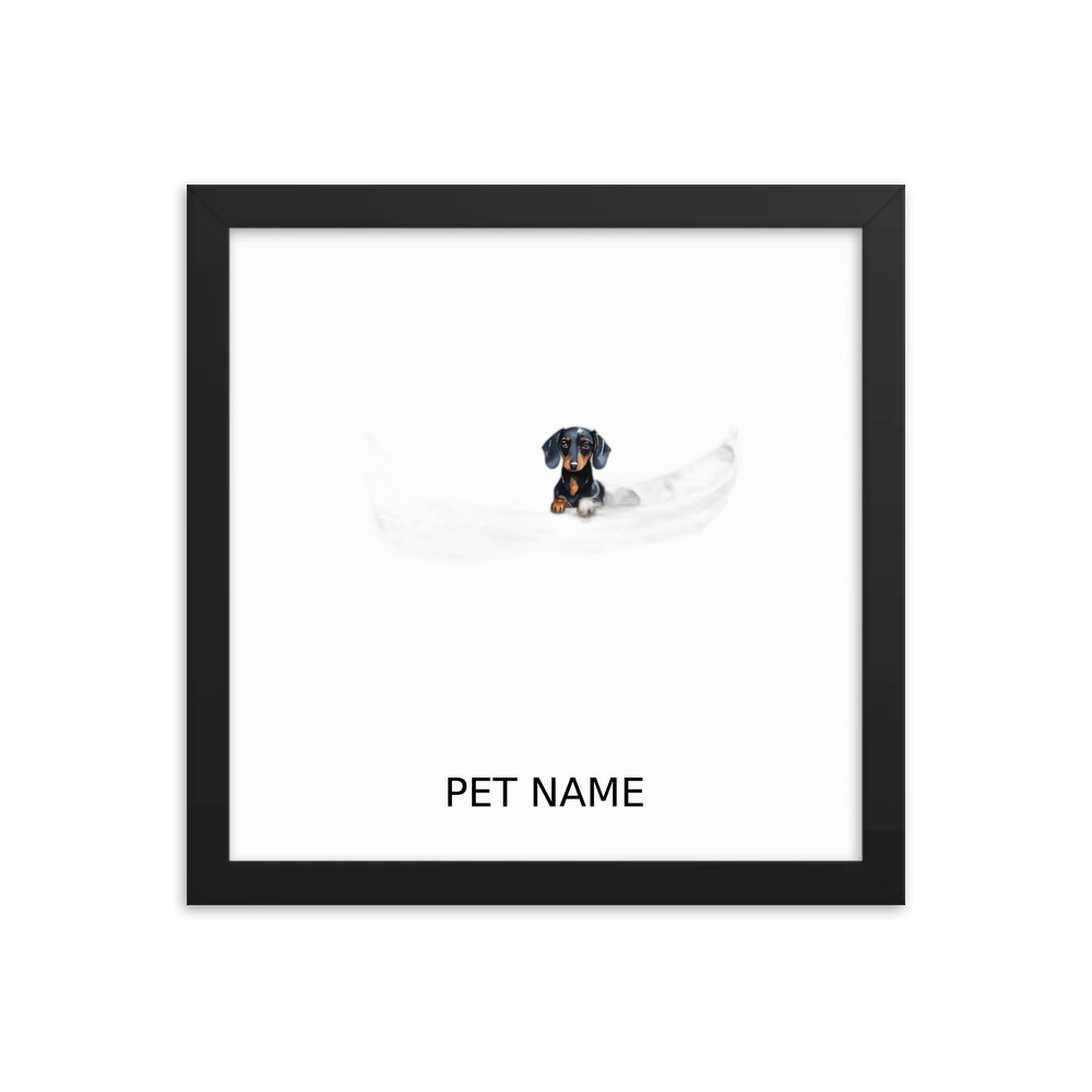PugMug Custom Black Dachshund Framed Print with Your Pet’s Name
