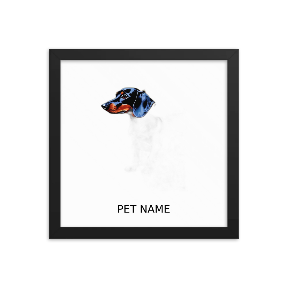 PugMug Custom Black Dachshund Framed Print with Your Pet’s Name
