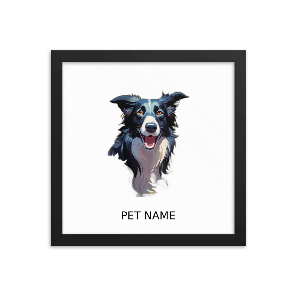 PugMug Custom Border Collie Framed Print with Your Pet’s Name