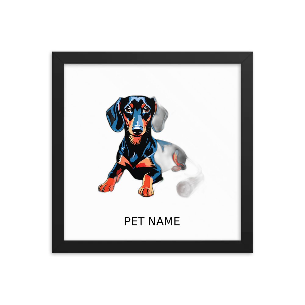 PugMug Custom Black Dachshund Framed Print with Your Pet’s Name