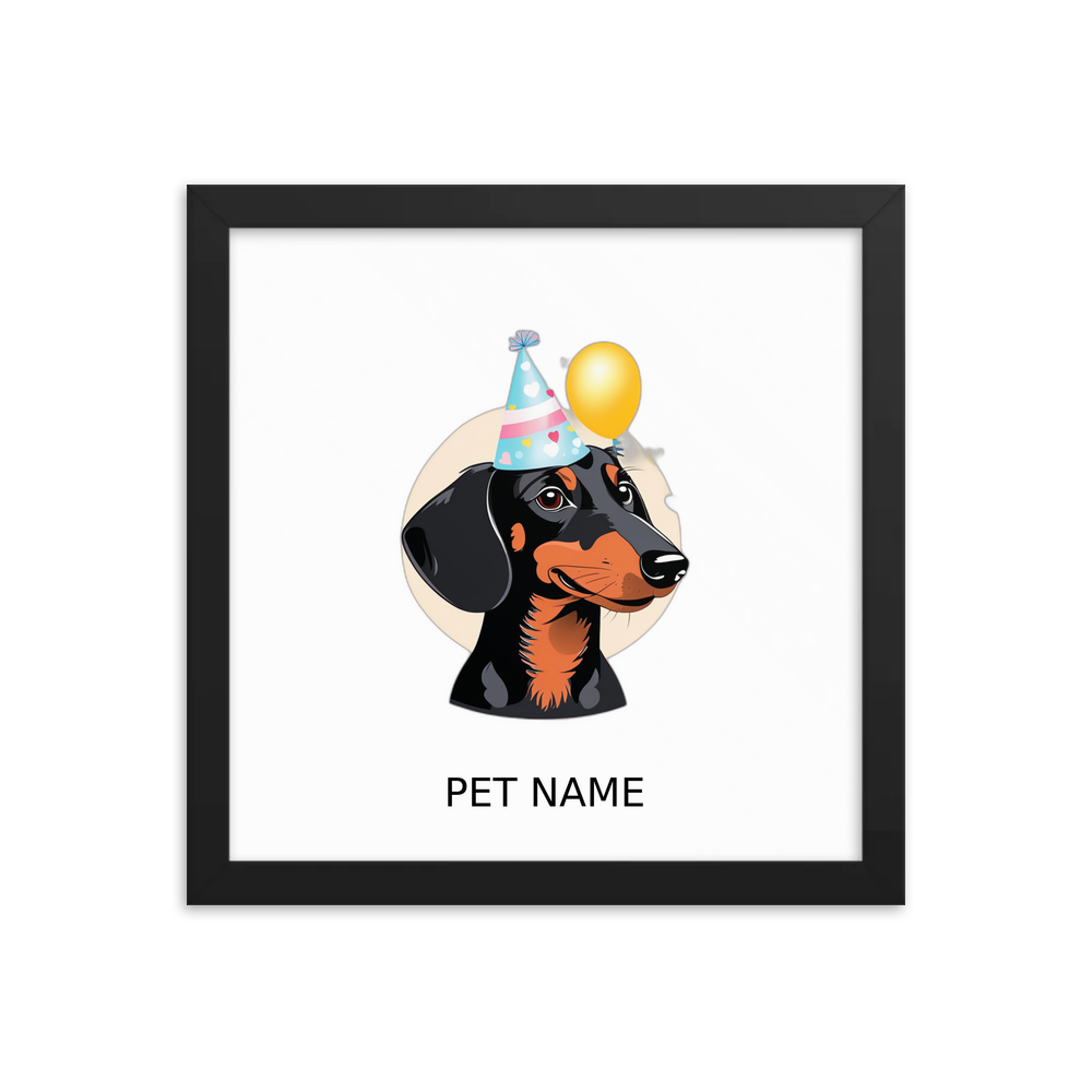 PugMug Custom Black Dachshund Framed Print with Your Pet’s Name