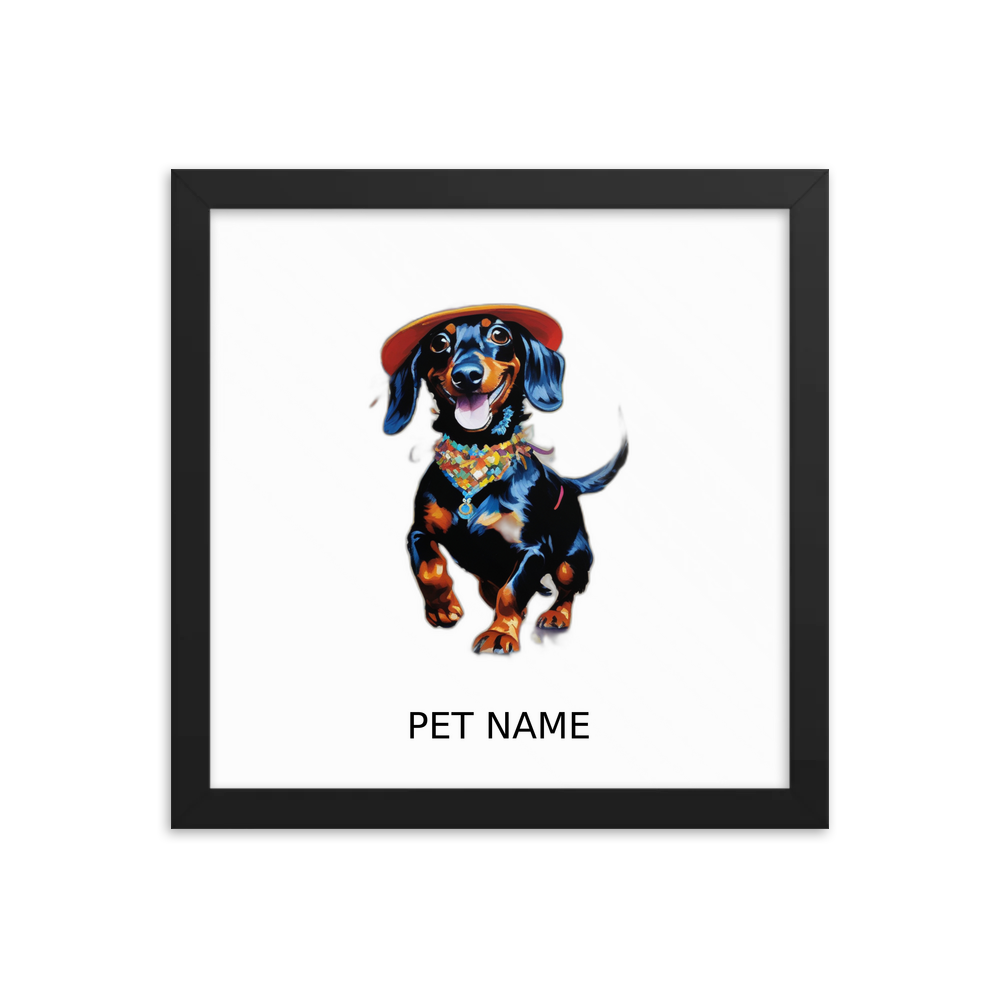 PugMug Custom Black Dachshund Framed Print with Your Pet’s Name