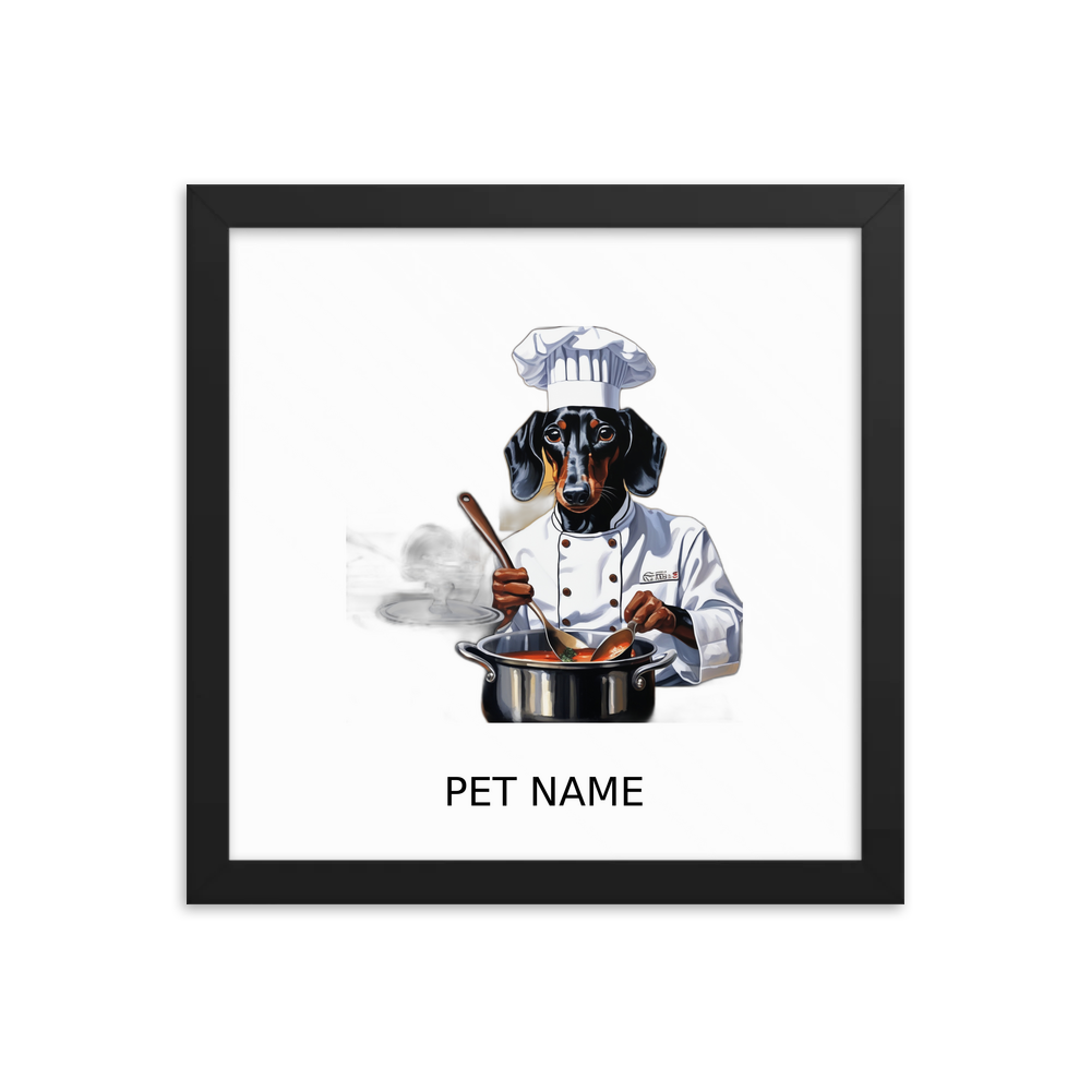 PugMug Custom Black Dachshund Framed Print with Your Pet’s Name