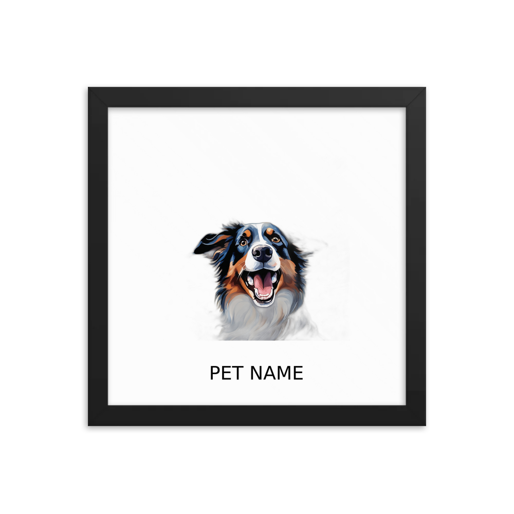 PugMug Custom Australian Shepherd Dog Framed Print with Your Pet’s Name