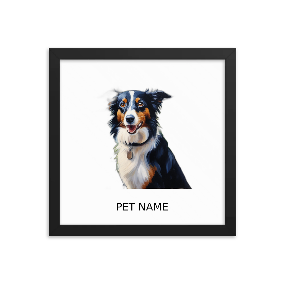 PugMug Custom Border Collie Framed Print with Your Pet’s Name