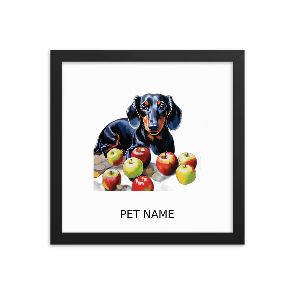 PugMug Custom Black Dachshund Framed Print with Your Pet’s Name
