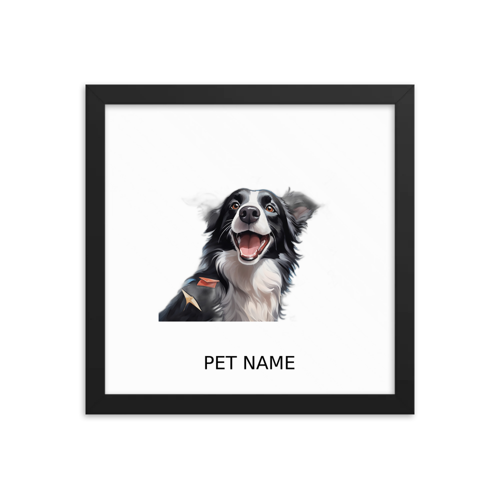 PugMug Custom Border Collie Framed Print with Your Pet’s Name