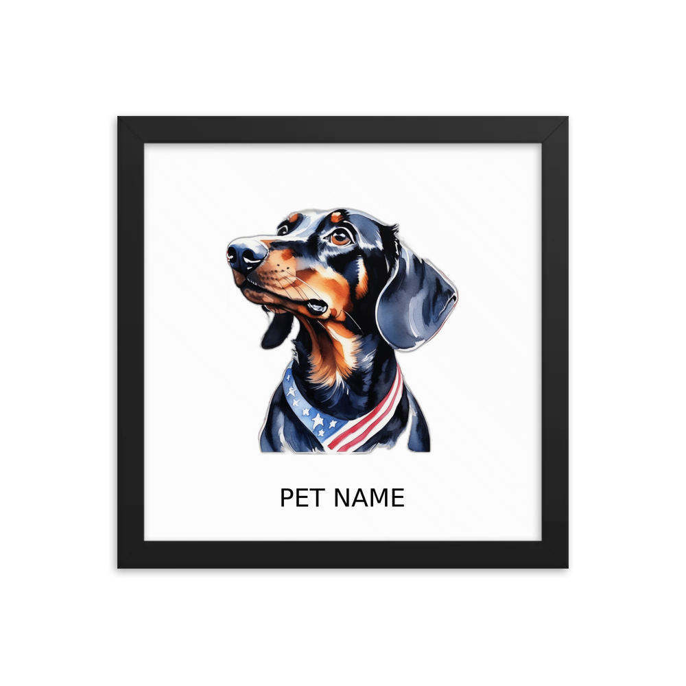 PugMug Custom Black Dachshund Framed Print with Your Pet’s Name