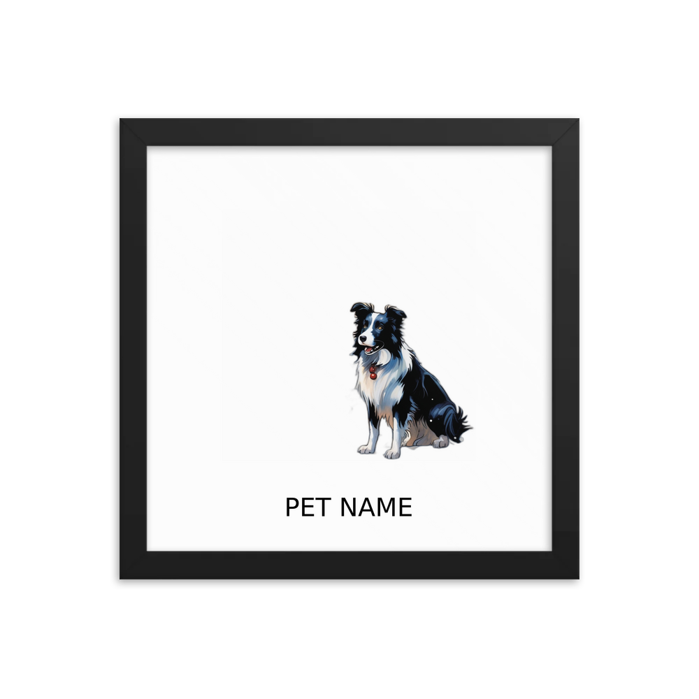 PugMug Custom Border Collie Framed Print with Your Pet’s Name