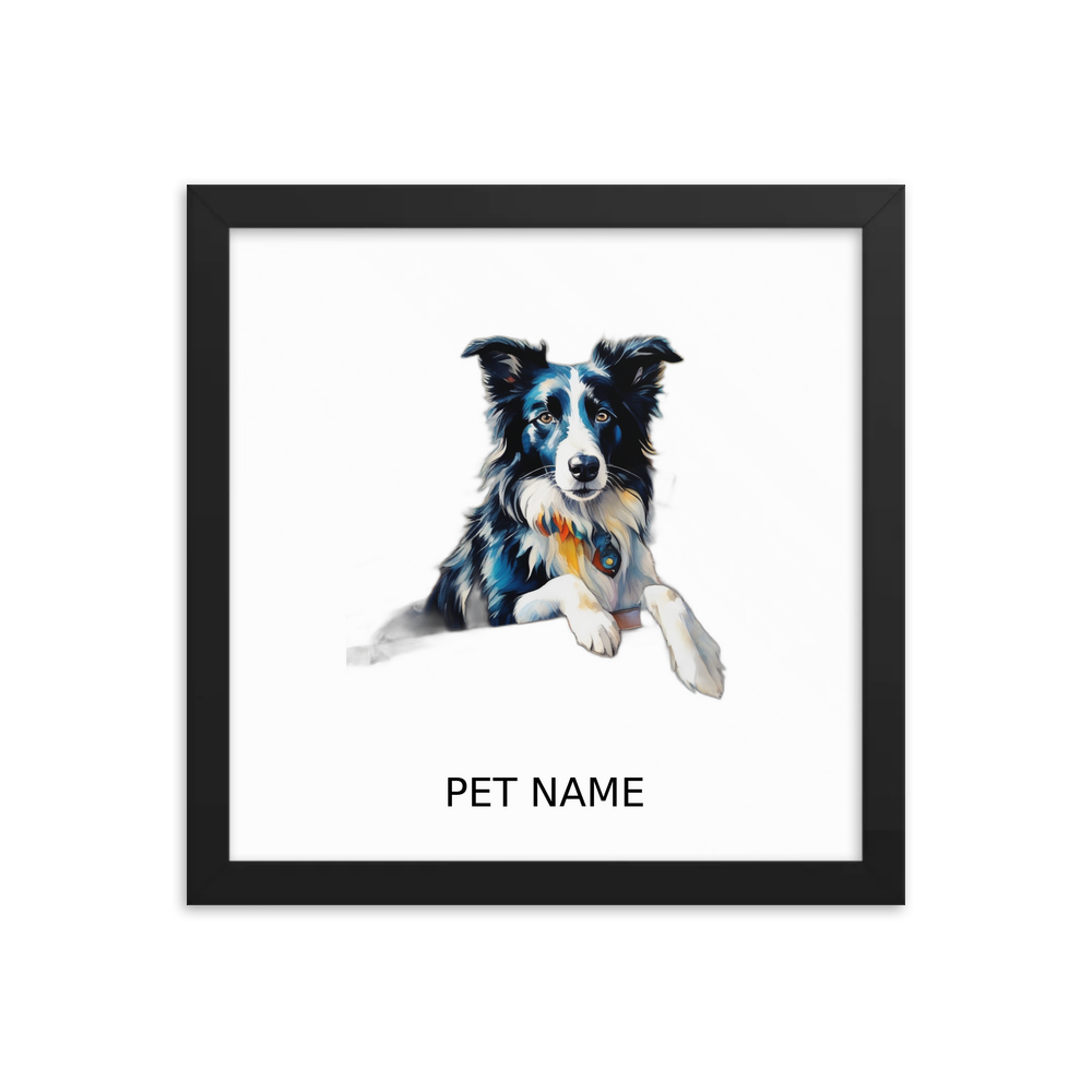 PugMug Custom Border Collie Framed Print with Your Pet’s Name