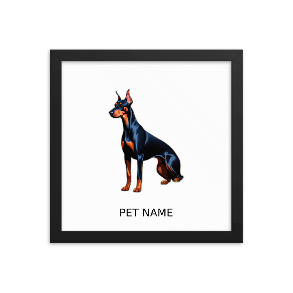 PugMug Custom Doberman Pinscher Framed Print with Your Pet’s Name