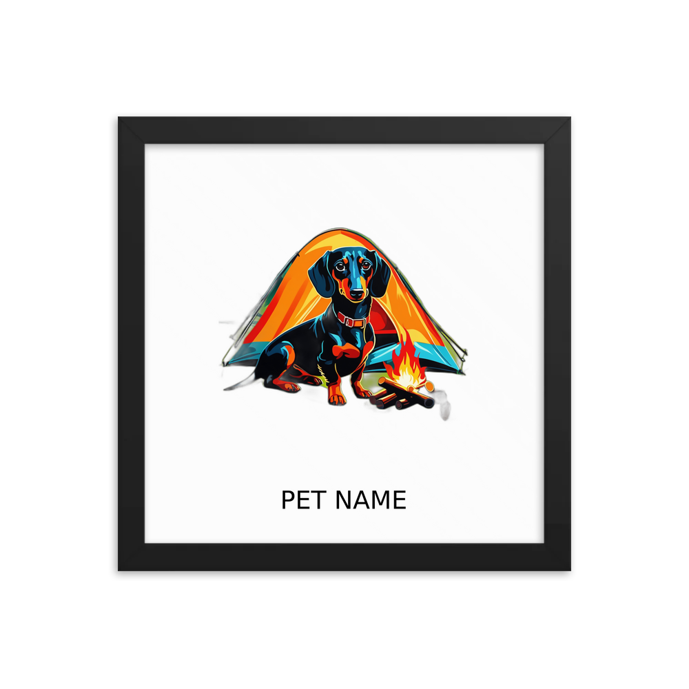 PugMug Custom Black Dachshund Framed Print with Your Pet’s Name