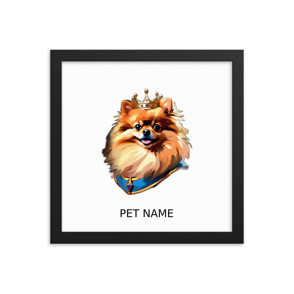 PugMug Custom Tan Pomeranian Framed Print with Your Pet’s Name