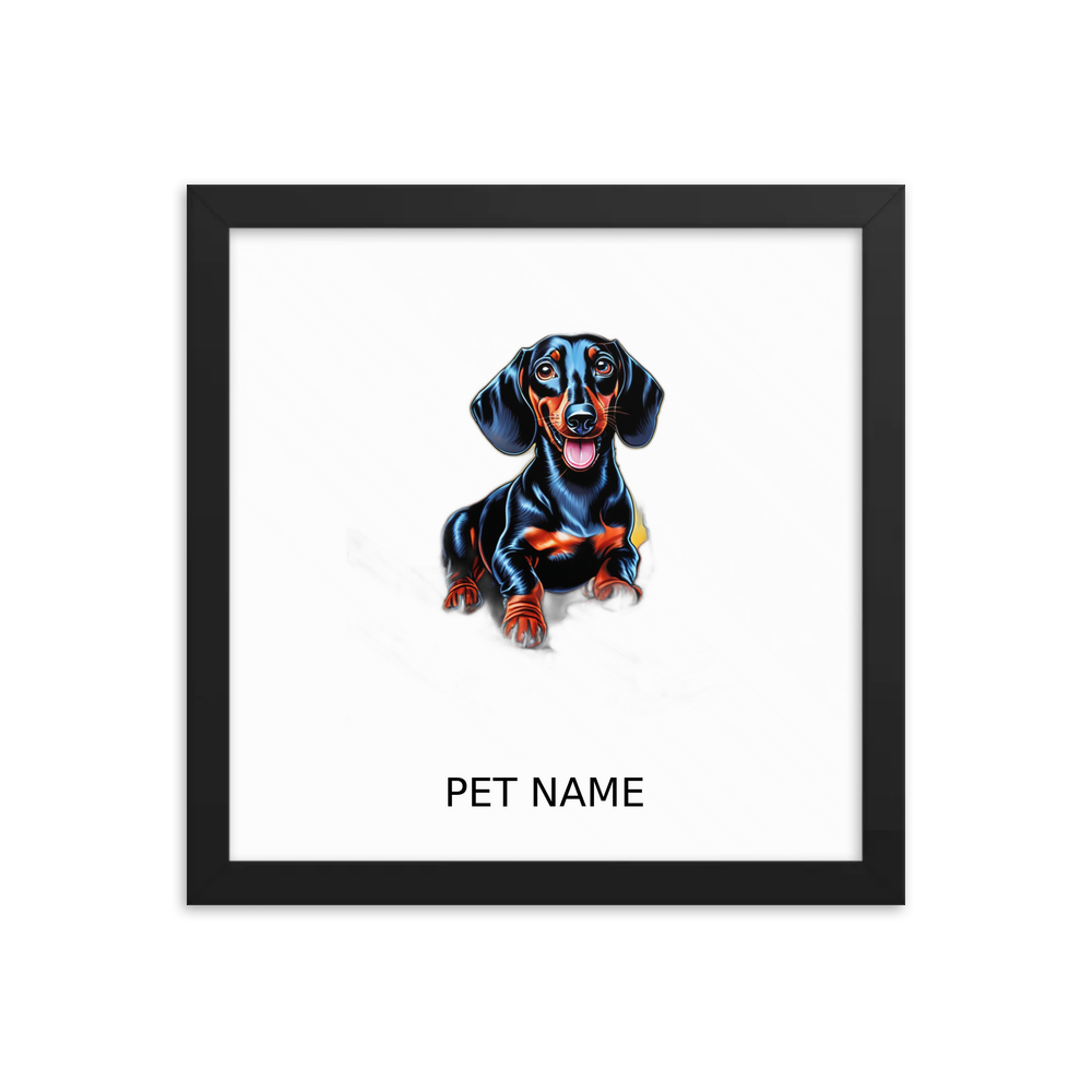 PugMug Custom Black Dachshund Framed Print with Your Pet’s Name