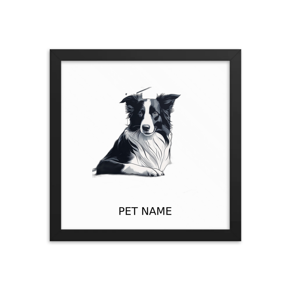 PugMug Custom Border Collie Framed Print with Your Pet’s Name