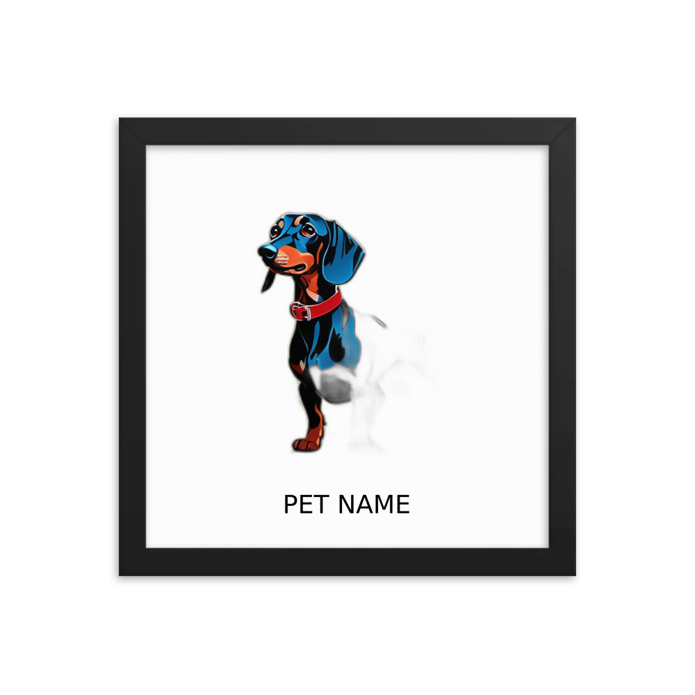 PugMug Custom Black Dachshund Framed Print with Your Pet’s Name