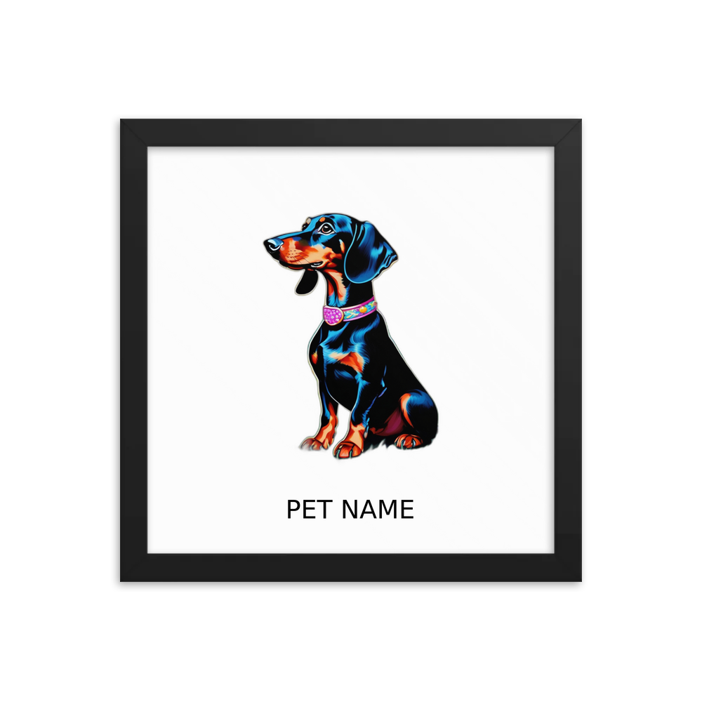 PugMug Custom Black Dachshund Framed Print with Your Pet’s Name