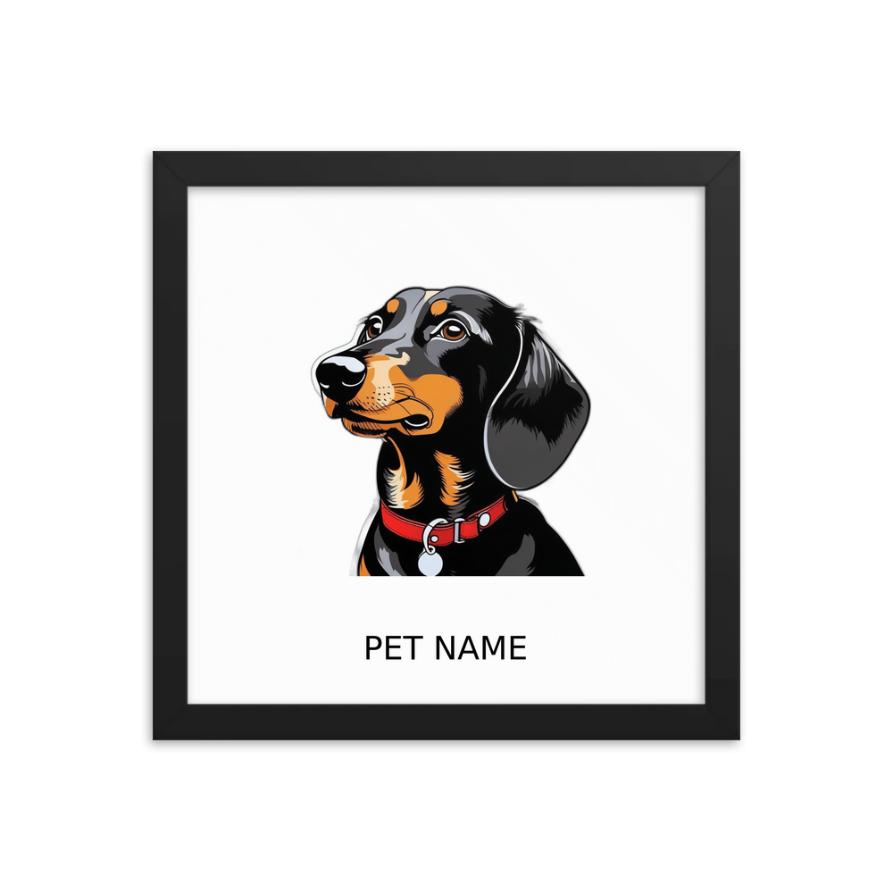 PugMug Custom Black Dachshund Framed Print with Your Pet’s Name