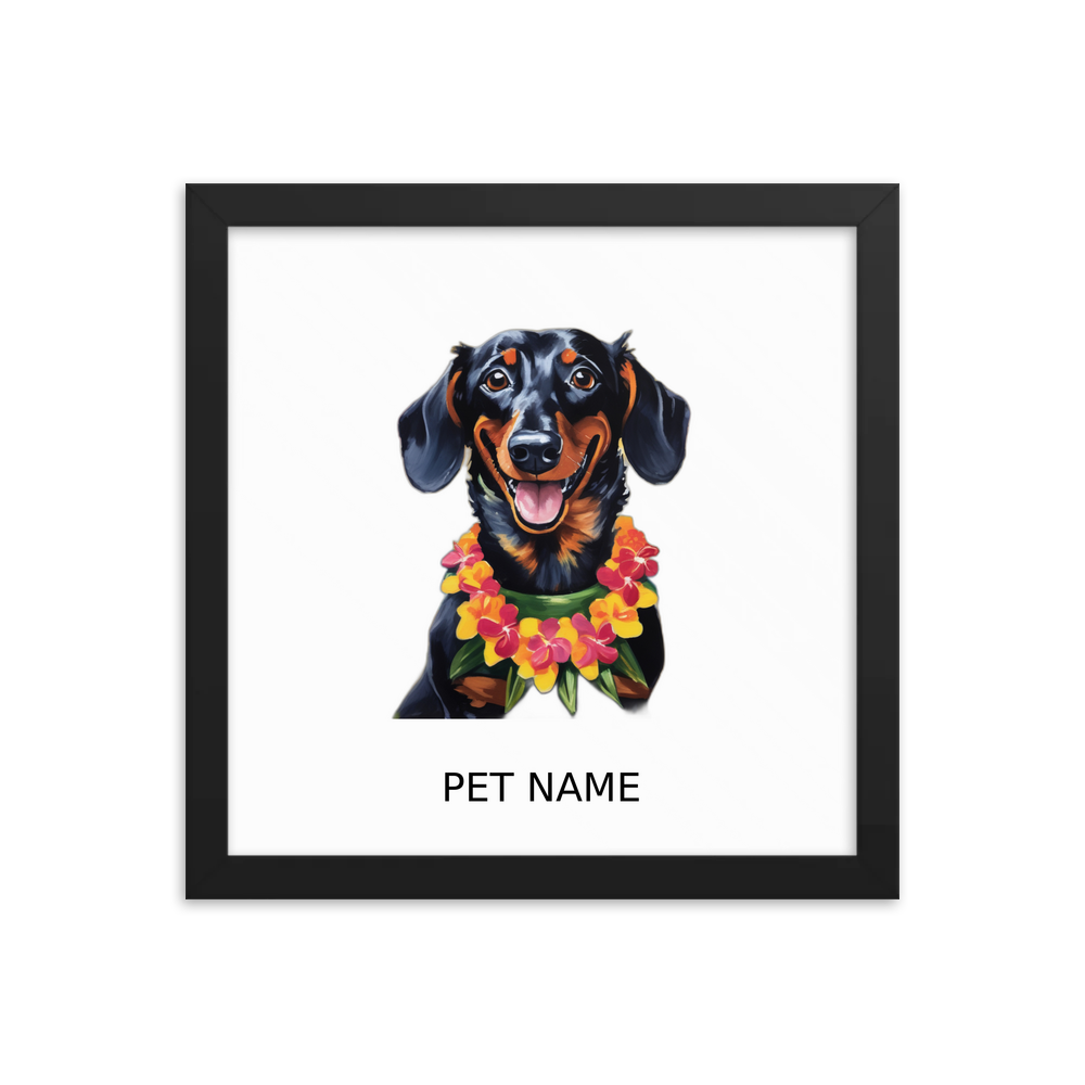 PugMug Custom Black Dachshund Framed Print with Your Pet’s Name