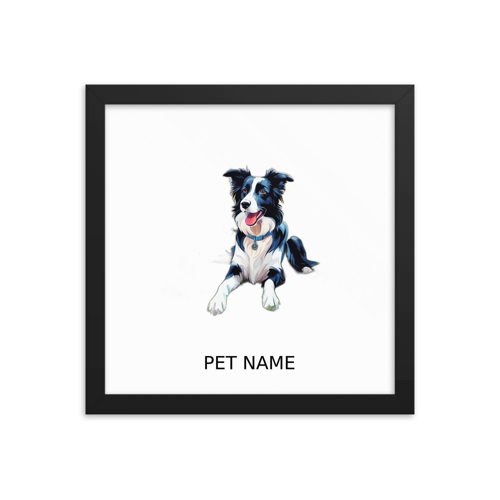 PugMug Custom Border Collie Framed Print with Your Pet’s Name