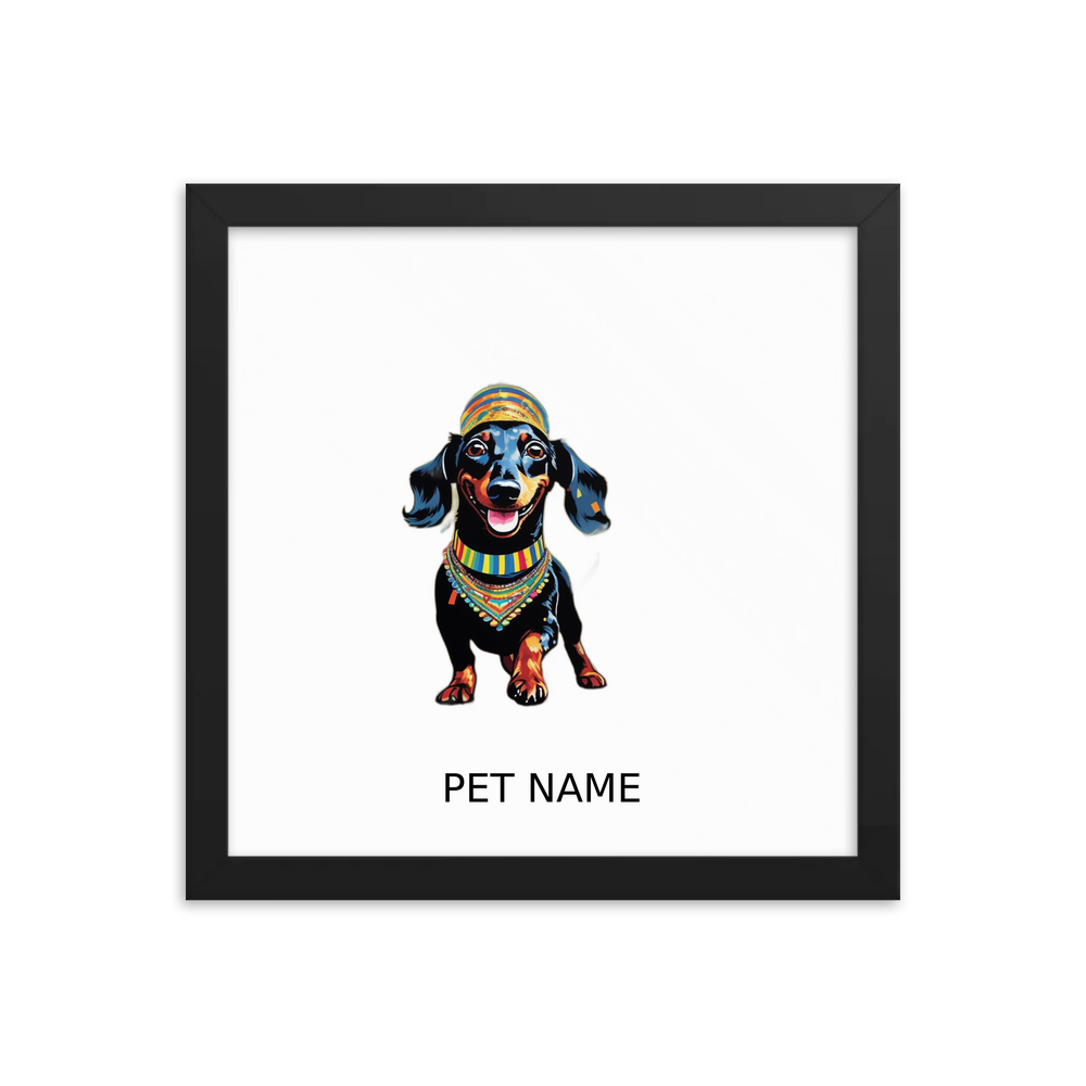 PugMug Custom Black Dachshund Framed Print with Your Pet’s Name
