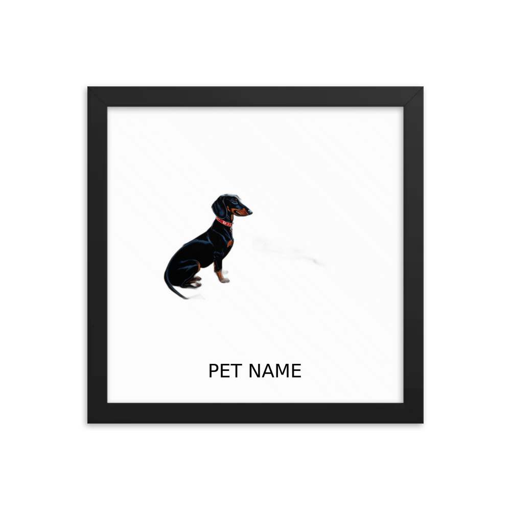 PugMug Custom Black Dachshund Framed Print with Your Pet’s Name