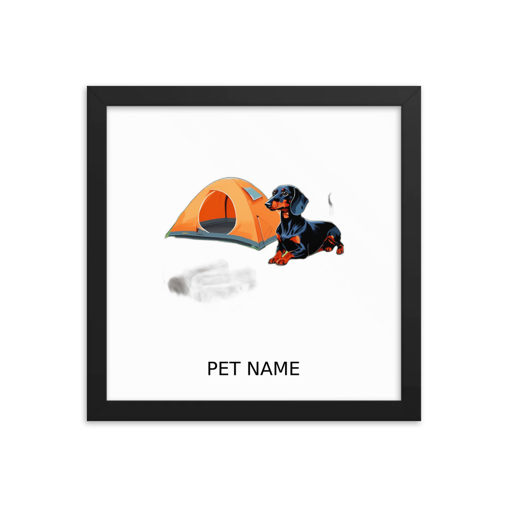 PugMug Custom Black Dachshund Framed Print with Your Pet’s Name
